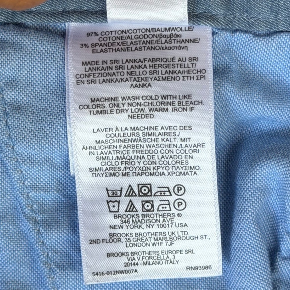 Brooks Brothers Red Fleece Mens Blue Chino Pants W36 L30 Slim Fit Cotton Blend - Picture 4 of 10
